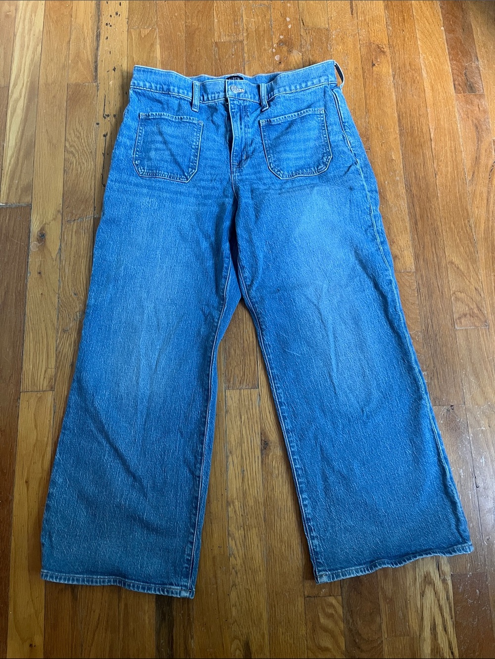 JCrew Factory Wide-Leg Cropped Blue Denim Jeans